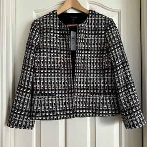 NWT: Ann Taylor Striped Tweed Crew Neck Blazer Sz:10